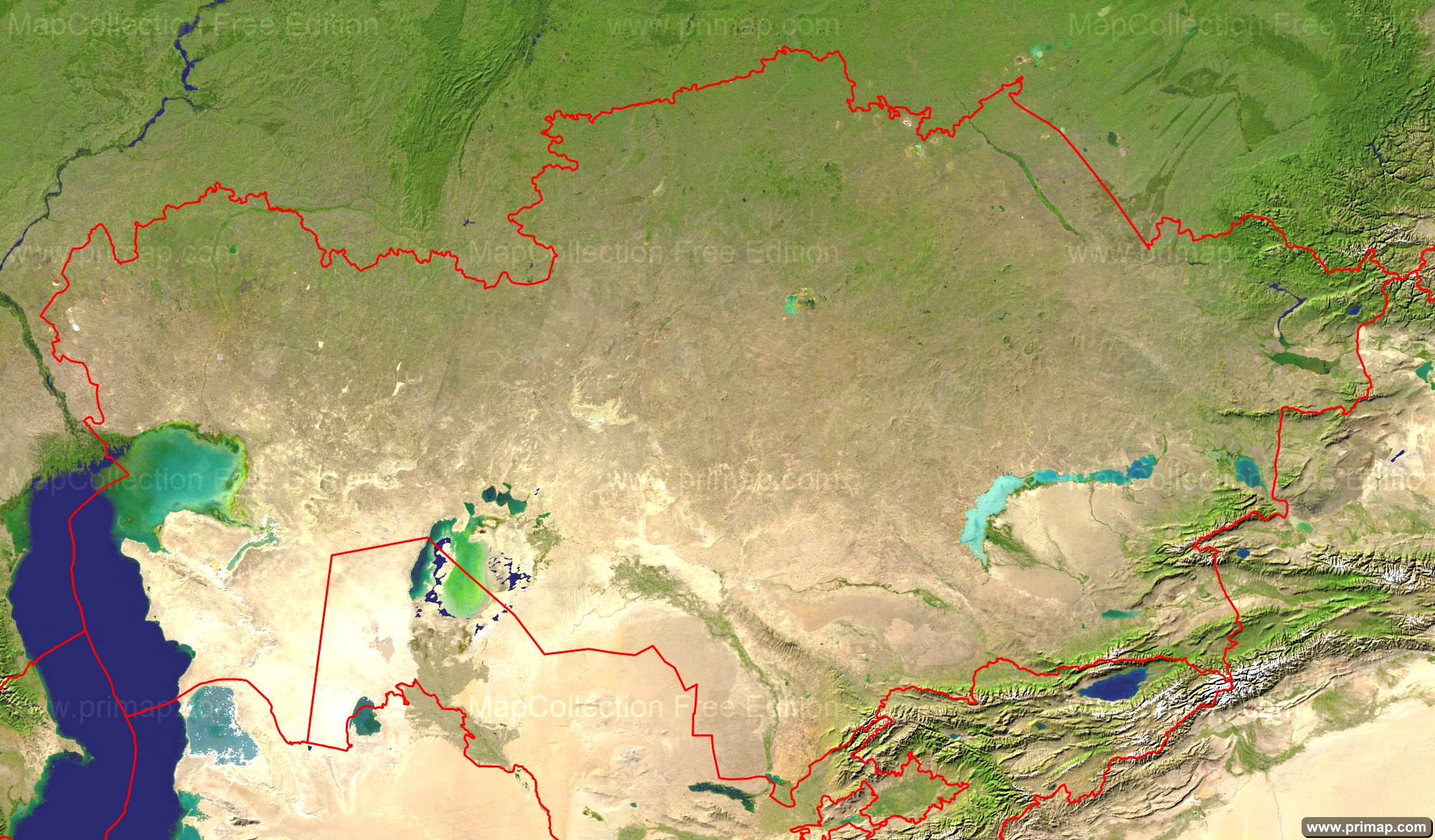 Физическая карта Казахстана